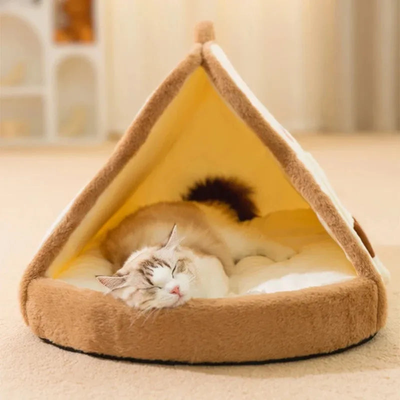 Green cat tent winter warm cozy pet house deep sleeping cave bed for kittens and small puppies