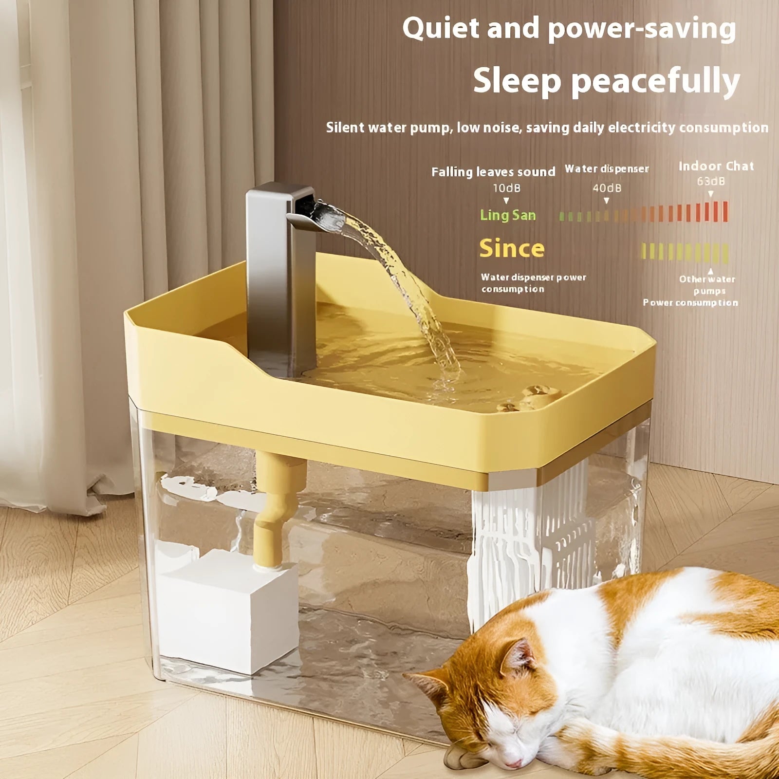 Cat water fountain in matte grey plastic with 1.5L tank and circulating pump for pet hydration