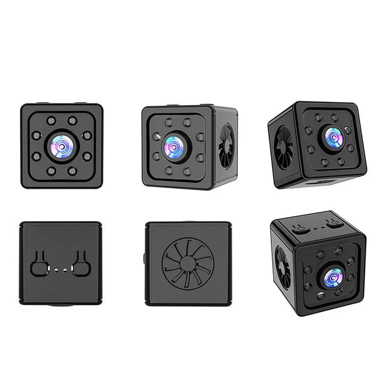 Black square K13 HD network sports camera with bracket on a dark surface.