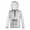 Gray mesh insect bite jacket for outdoor camping, hiking, and fishing