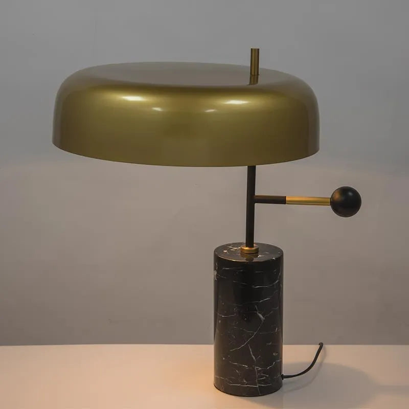 European style decorative table lamp with warm light on a bedside table