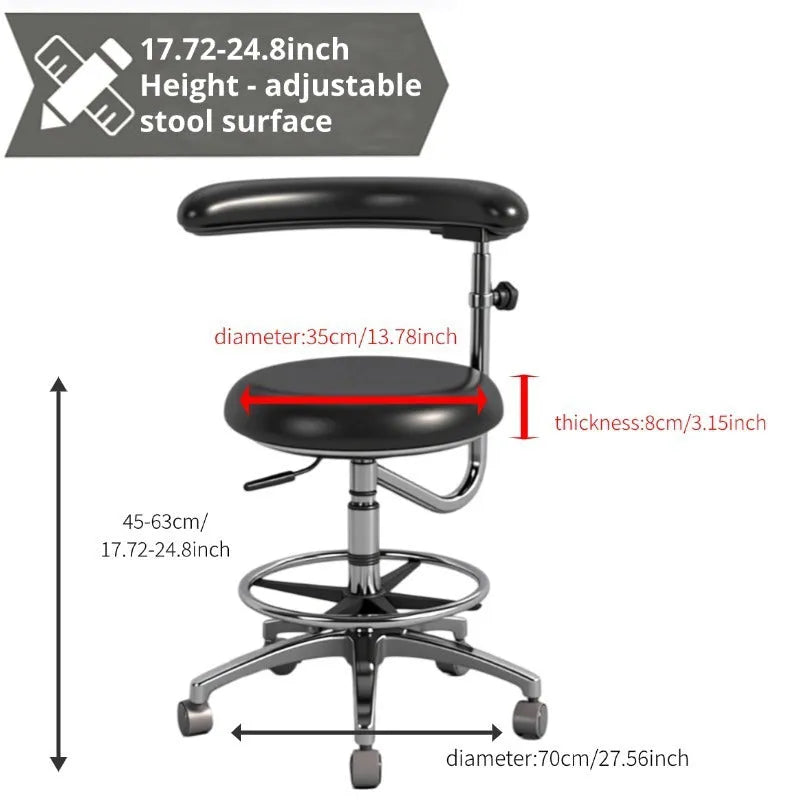 Black leather adjustable height dental chair for clinical use