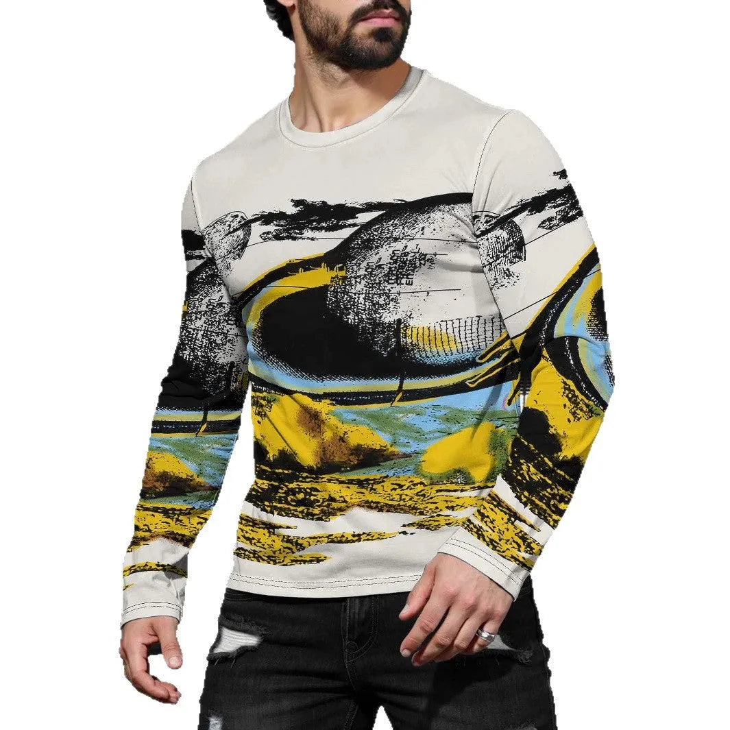 Men's long sleeve milk silk round neck pullover top in multiple colours, size S to 2XL, young casual style