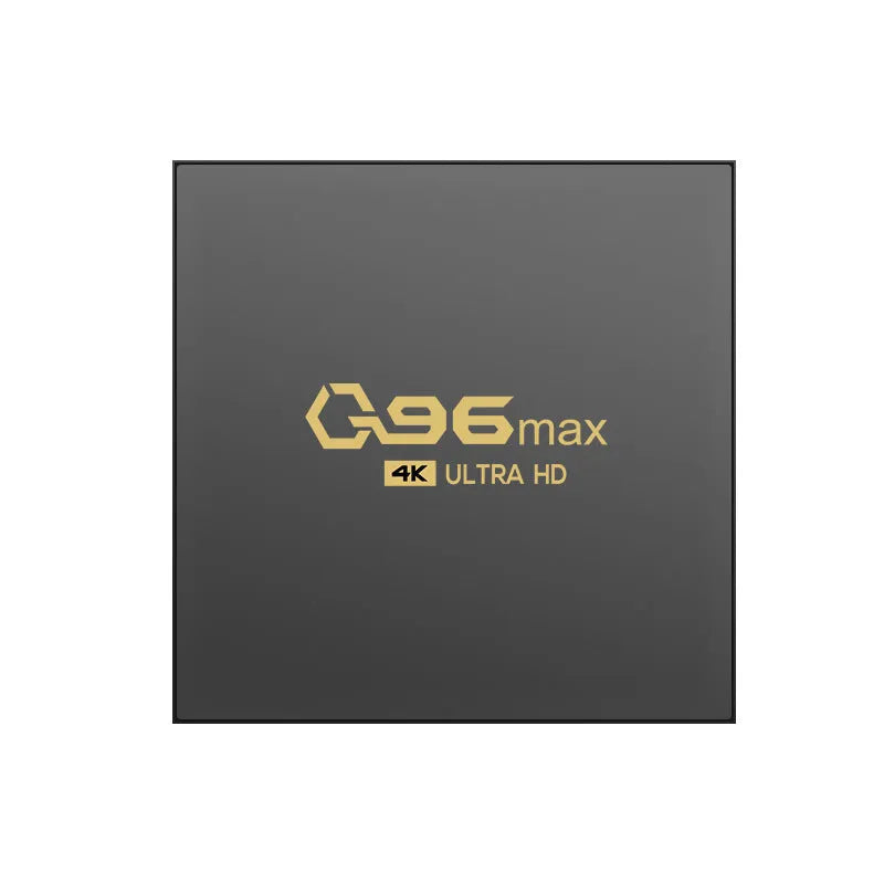 Q96 Max S905 Android TV box with 4K set-top box, remote control, and HDMI cable