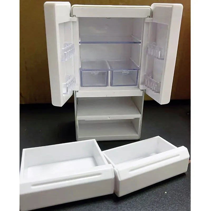 White plastic candy shop miniature model with light-up feature, dimensions 11.4cm tall