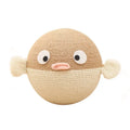 A 15cm cube-shaped pet toy made from natural sisal hemp strips with a puffer leakage food feeder design.