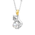 925 sterling silver clavicle chain with cat pendant and electroplated finish