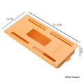 White plastic adhesive storage drawer with cover and internal grid compartments for under-desk organisation