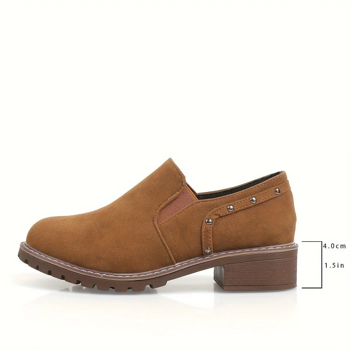 Plus size suede ankle boots for women, low heel, black colour, round toe, elastic band