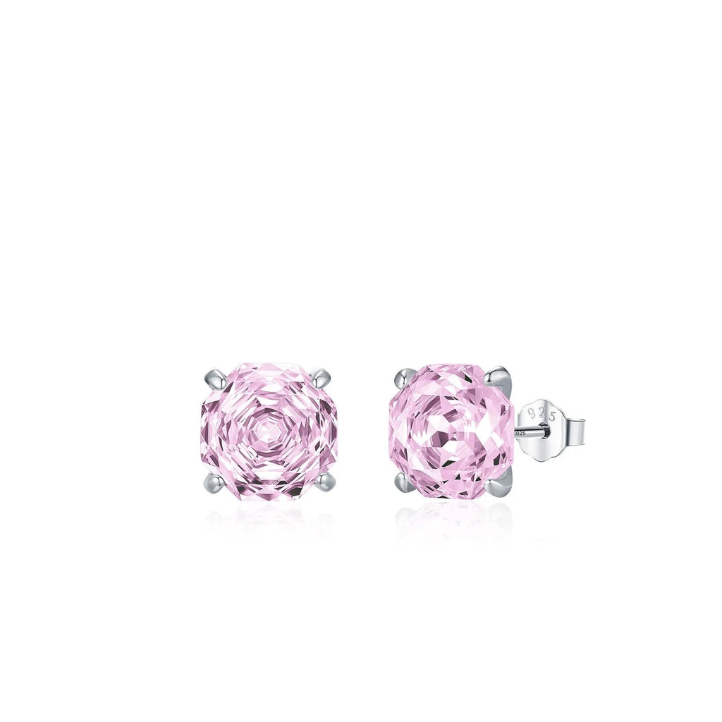 S925 sterling silver rose stud earrings with flower design in 6mm and 8mm sizes