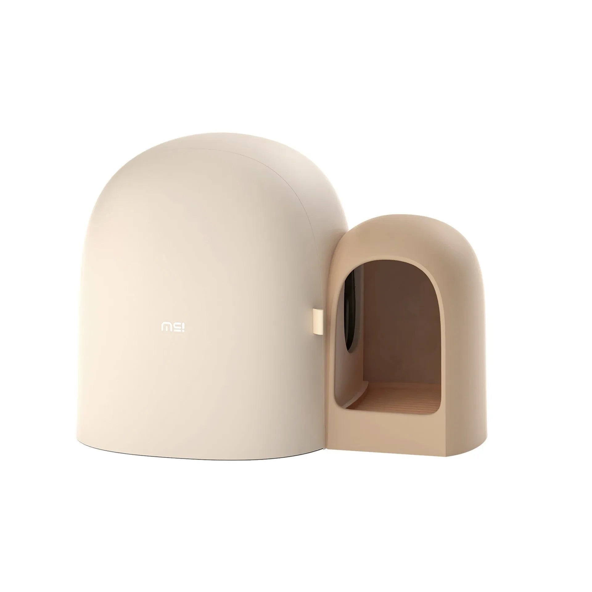 Fully enclosed oversized cat litter box in Aurora White with high sides for litter containment