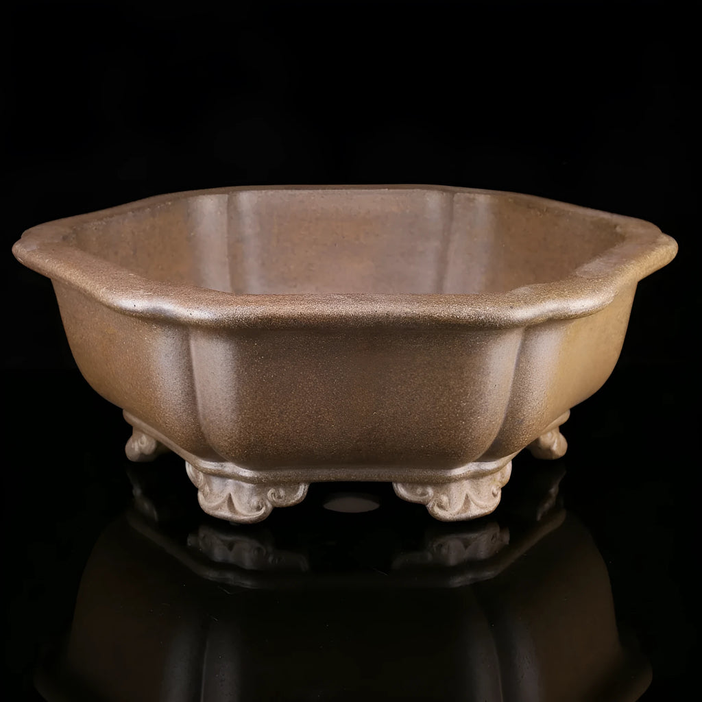 Handmade purple sand plant basin in large hexagonal or Begonia style for breathable plant cultivation
