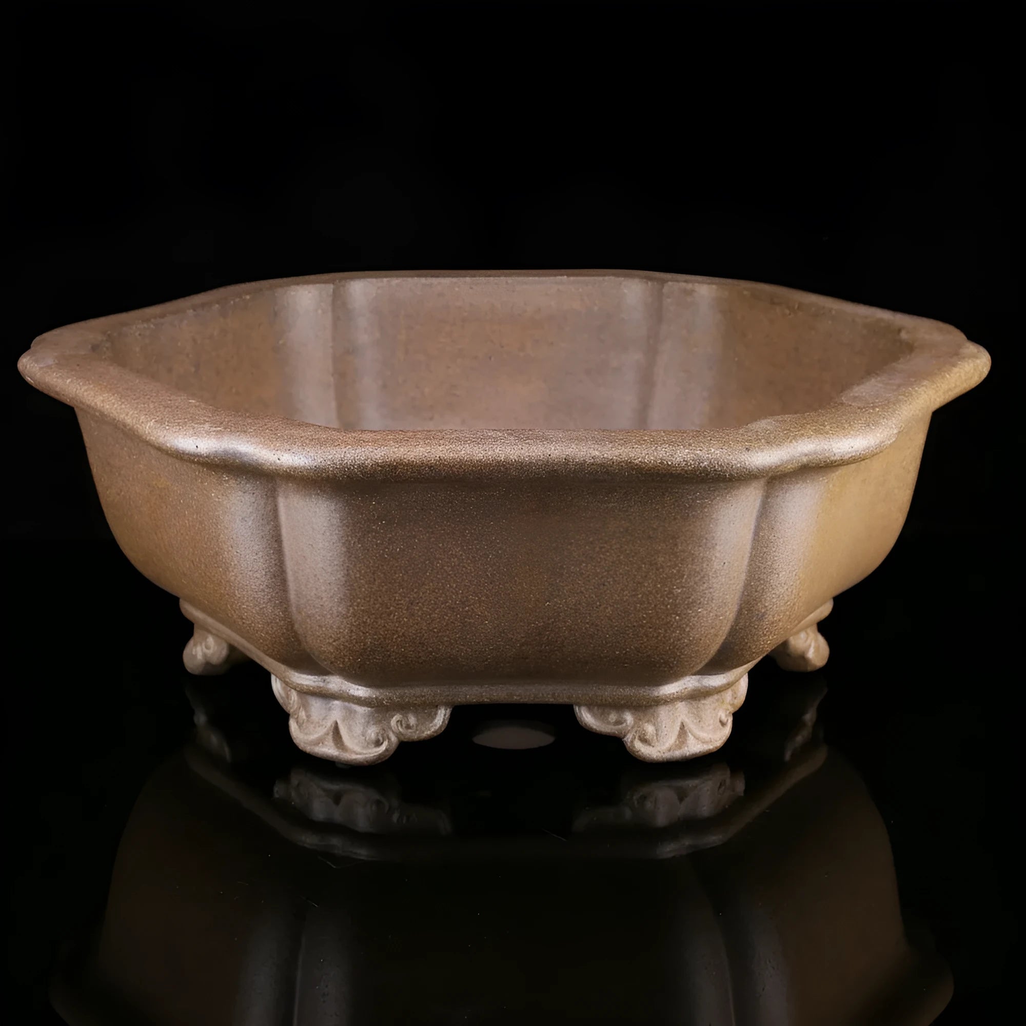 Handmade purple sand plant basin in large hexagonal or Begonia style for breathable plant cultivation
