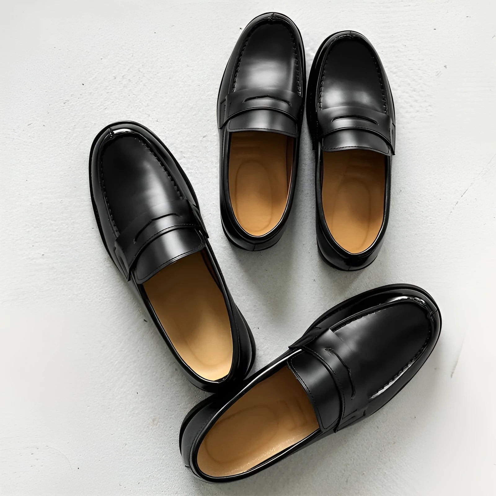 Men's classic slip-on black derby leather shoes with height increasing insole, microfiber upper, rubber sole, sizes 36-46