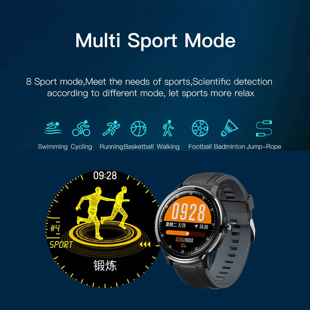 Waterproof heart rate multi sport smart watch with touch screen, 300mAh battery, in green or orange, 48.5mm case