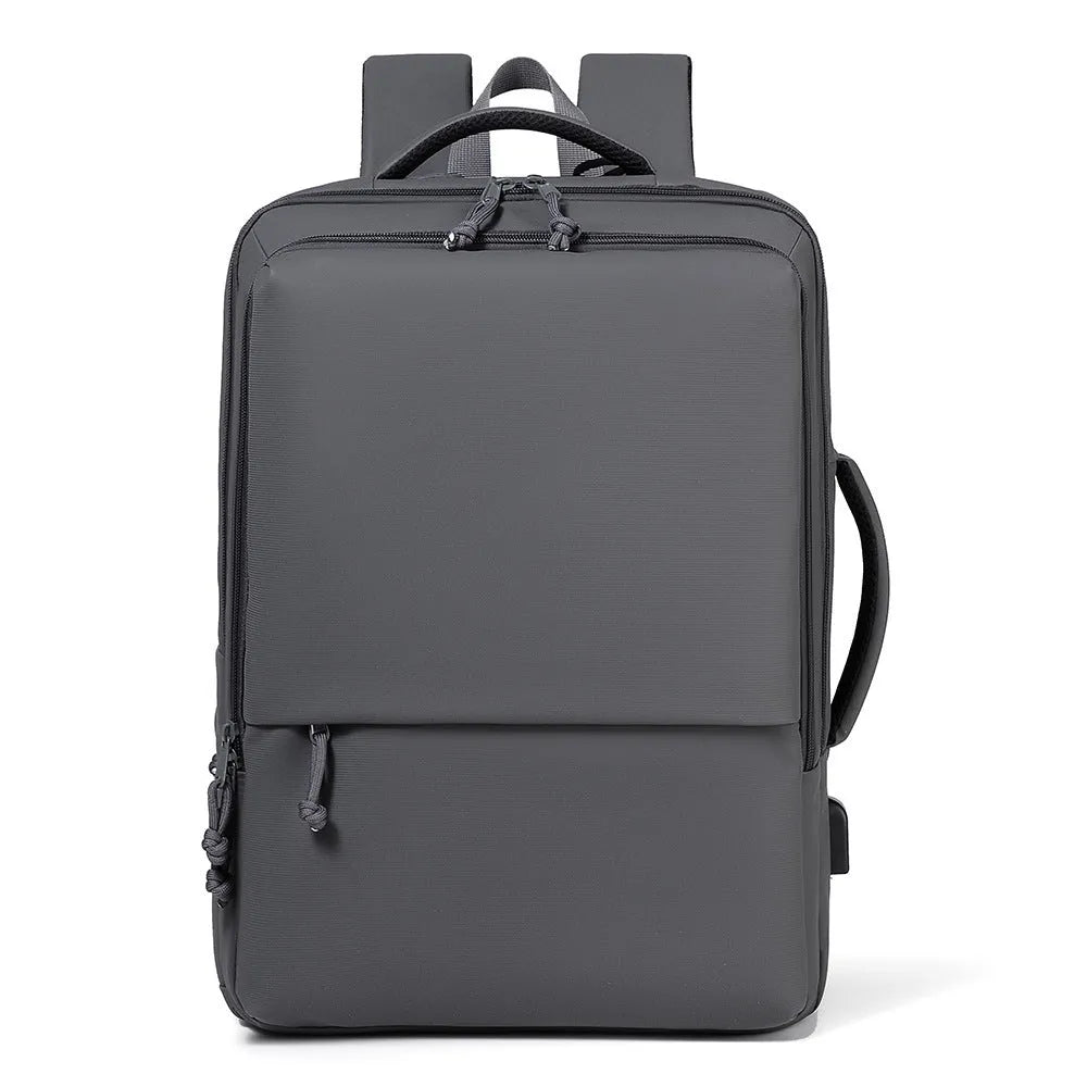 Large capacity waterproof Oxford cloth backpack in black with air pillow belt, size 45x34x18cm