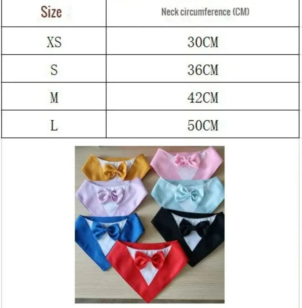 Pet triangle bib bow saliva towel in multiple colours for dog or cat, wrapping around collar
