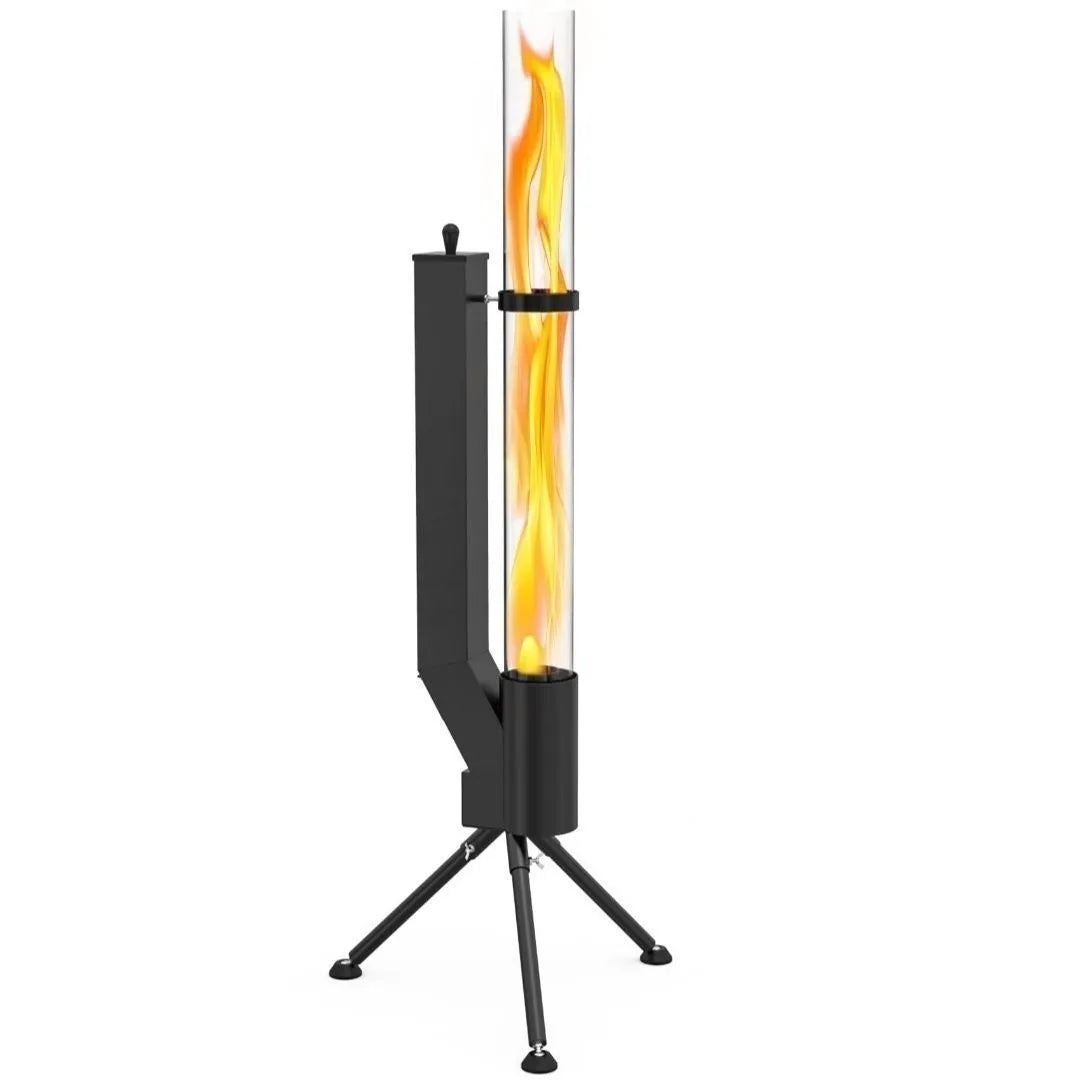 Vertical iron wood burning rocket furnace heating stove for courtyard decoration and warmth