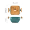 Modern irregular-shaped porcelain ceramic bowl with matching lid in choice of four colours