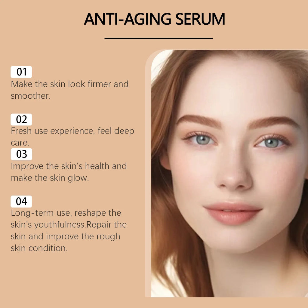 Anti-Aging Liquid Face Serum 30ml bottle with active ingredients hyaluronic acid, bee venom, botox