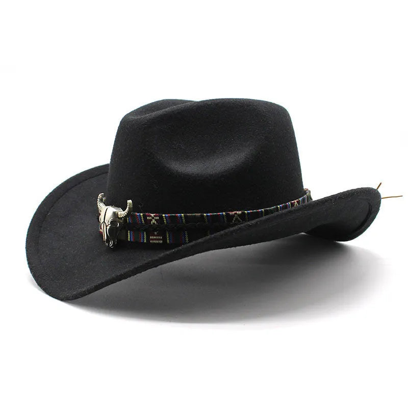 Western-style cowboy hat with a bell-shaped crown in a polyester wool fabric, shown in an army green colour.
