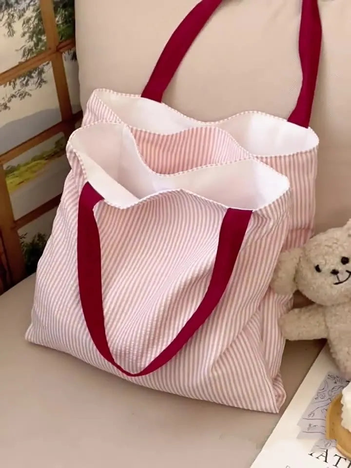 Canvas multi-layer tote bag with shoulder strap, black gray plaid colour, 24cm strap height, cotton thickening fabric