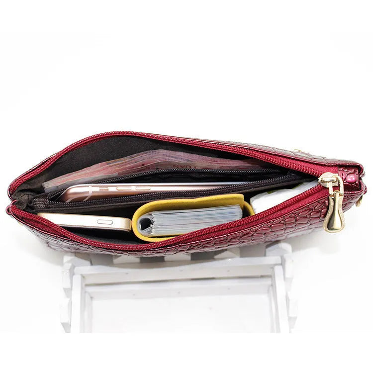 Fashion shoulder messenger bag for women, PU material, compact horizontal square shape, 24cm width
