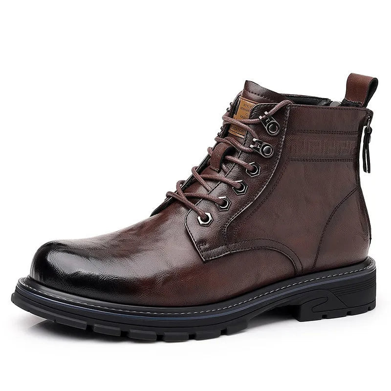 British style all-matching ankle boots in black patent leather with square heel and rubber sole, sizes 38-44
