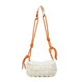 Women's lightweight nylon messenger bag in pillow shape with rhombus pattern and single shoulder strap