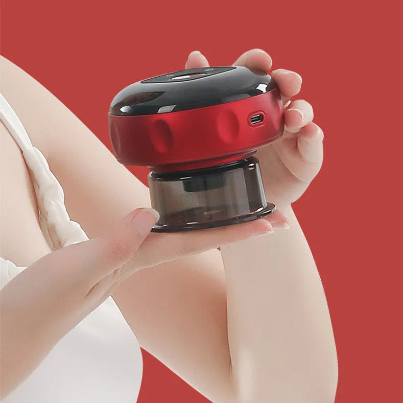 Electric vacuum cupping massager with LED display, ABS body, and 12 suction levels for home therapy