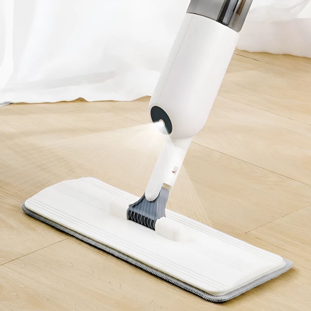 Flat squeeze mop with bucket wringing, stainless steel bar, cotton thread head, 38x12 cm plywood, hand-free floor cleaning