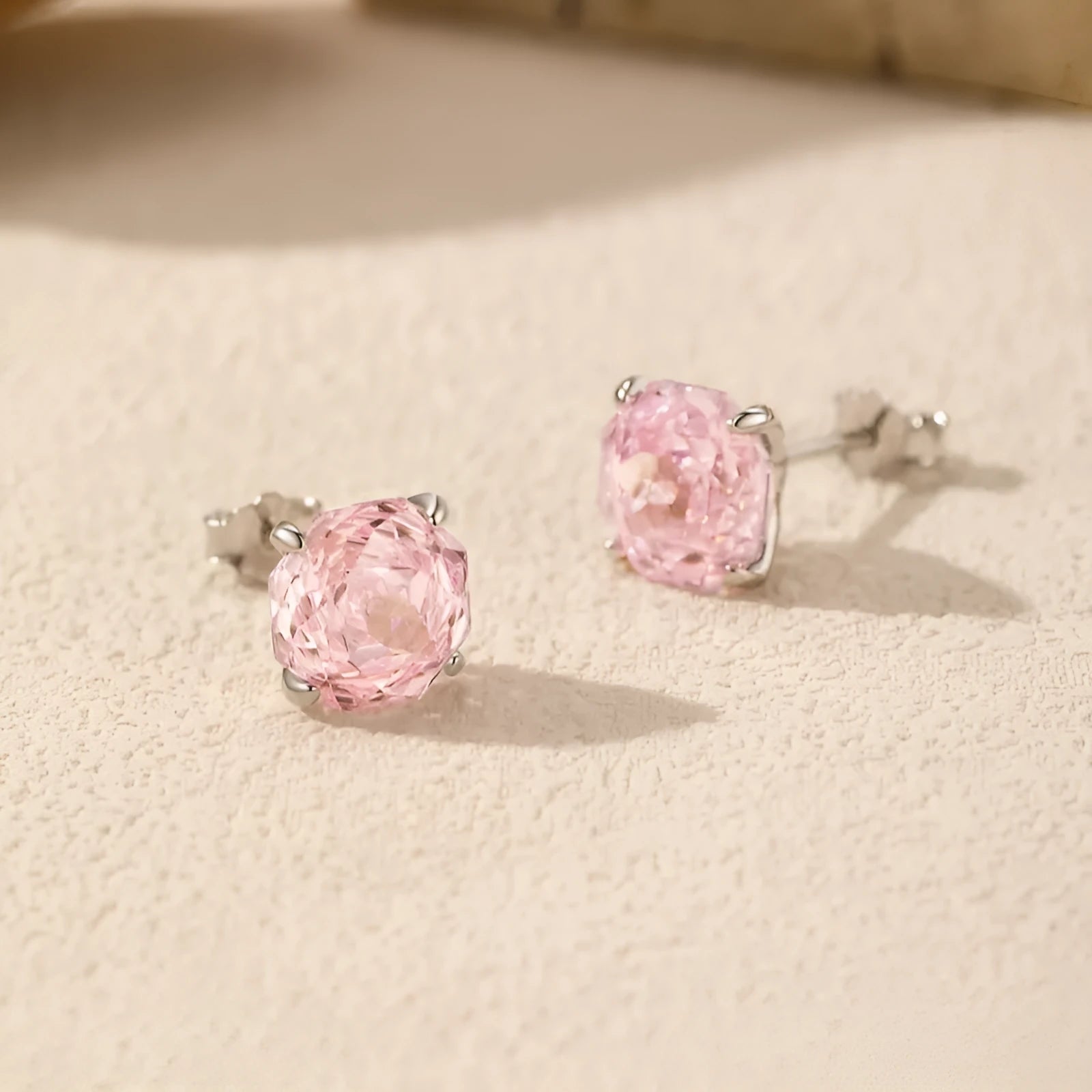 S925 sterling silver rose stud earrings with flower design in 6mm and 8mm sizes