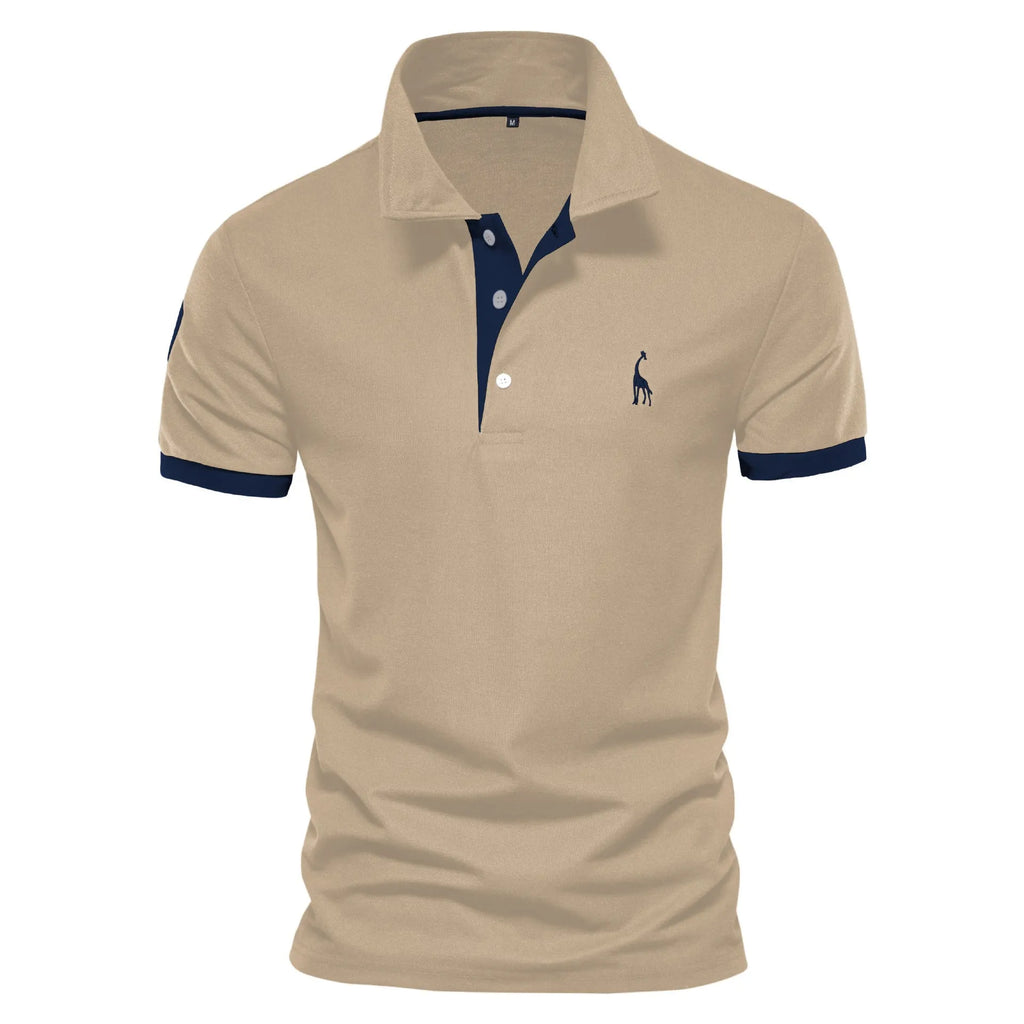 Men's slim fit T-shirt with an embroidered deer design on the chest in a cotton blend fabric.