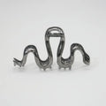 Slytherin serpentine metal barrette with electroplated silver finish, 10.5cm snake design hair clip