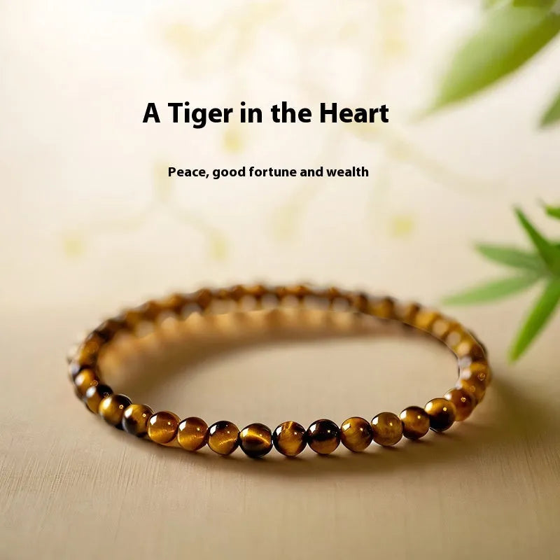 Handmade tigereye bracelet with geometric round beads in Chinese style design