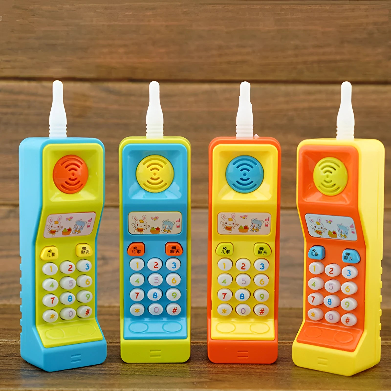 Children's educational electric toy with sound, light and cartoon animal music theme.