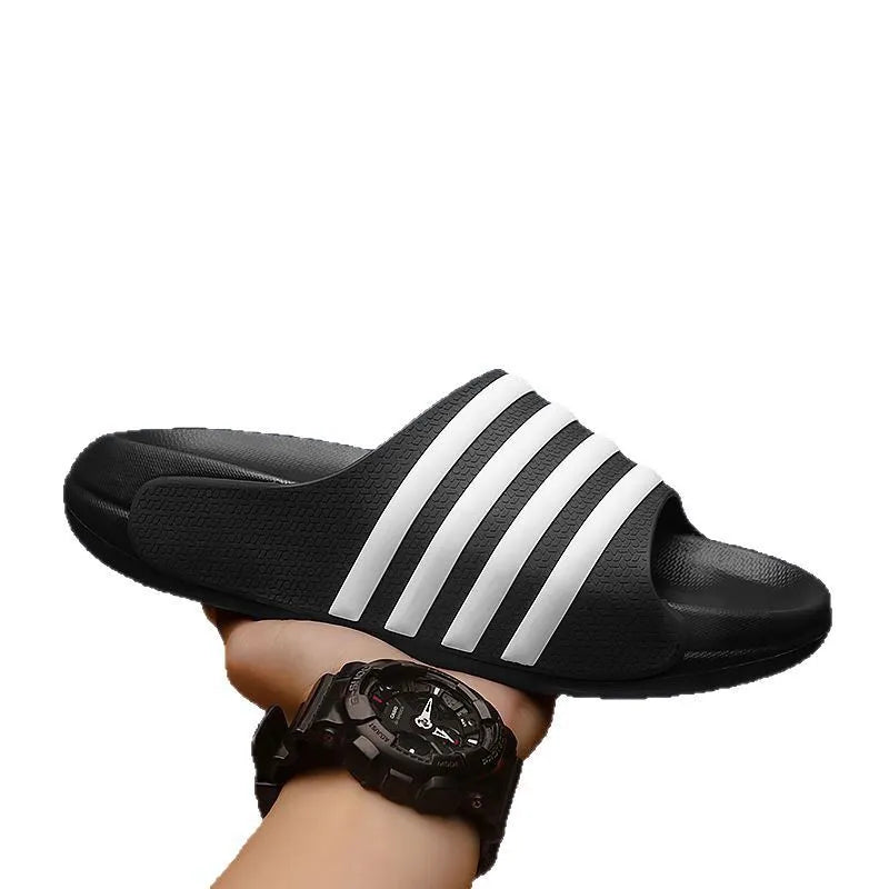 A pair of unisex casual slippers with a PVC upper and EVA sole, shown in a choice of colours.