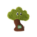 Pine tree shaped fabric cat toy with mint stick inside, measuring 10cm long