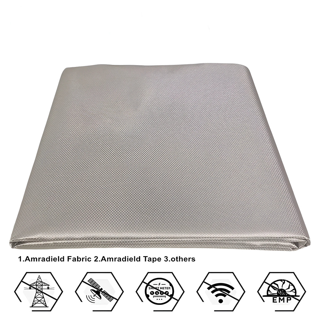 Gray diamond lattice radiation protection fabric roll with copper and nickel fibres for RFID shielding lining