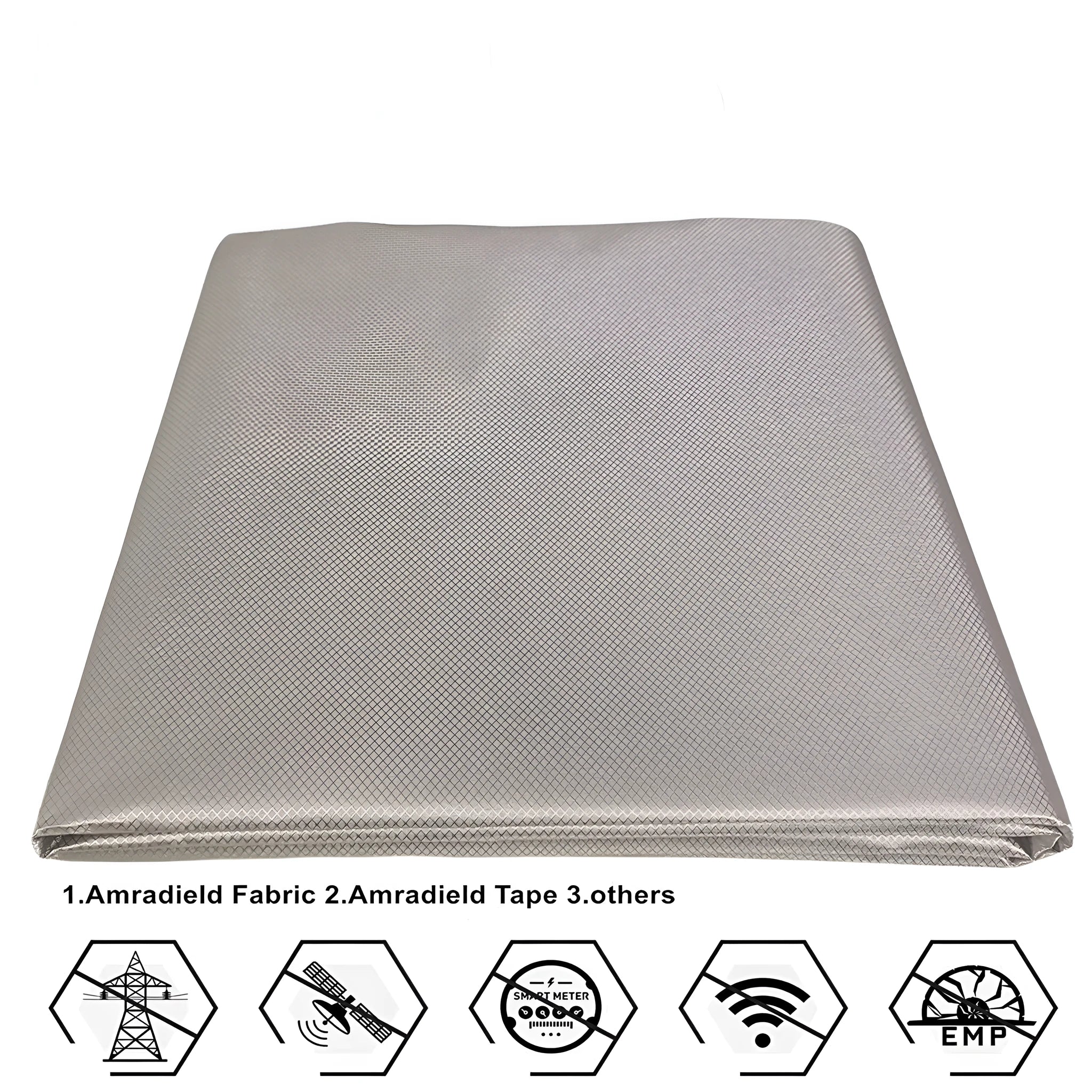 Gray diamond lattice radiation protection fabric roll with copper and nickel fibres for RFID shielding lining