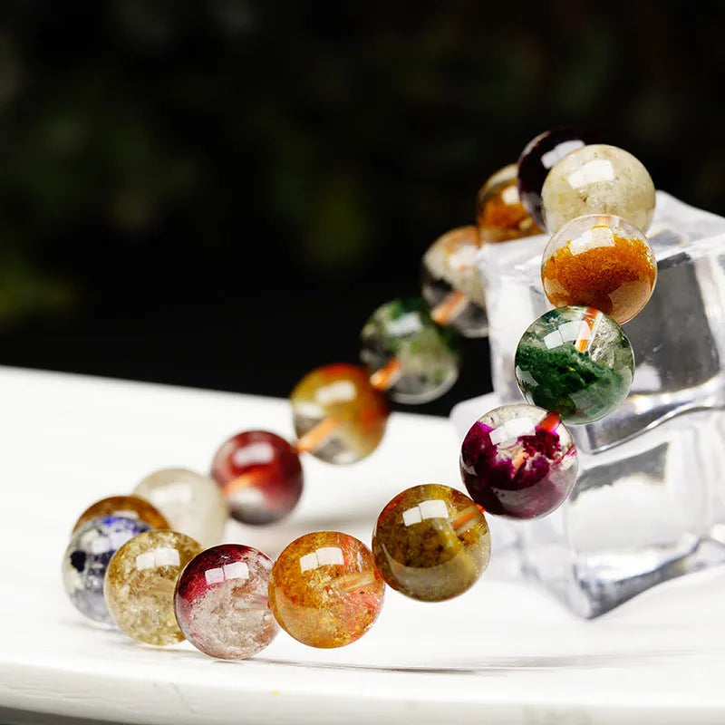 10mm crystal bead bracelet with natural four seasons colours in retro ethnic ghost cornucopia design