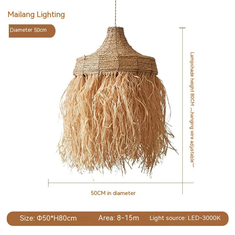 50cm diameter retro southeast Asian style pendant light woven from wild vetch and willow