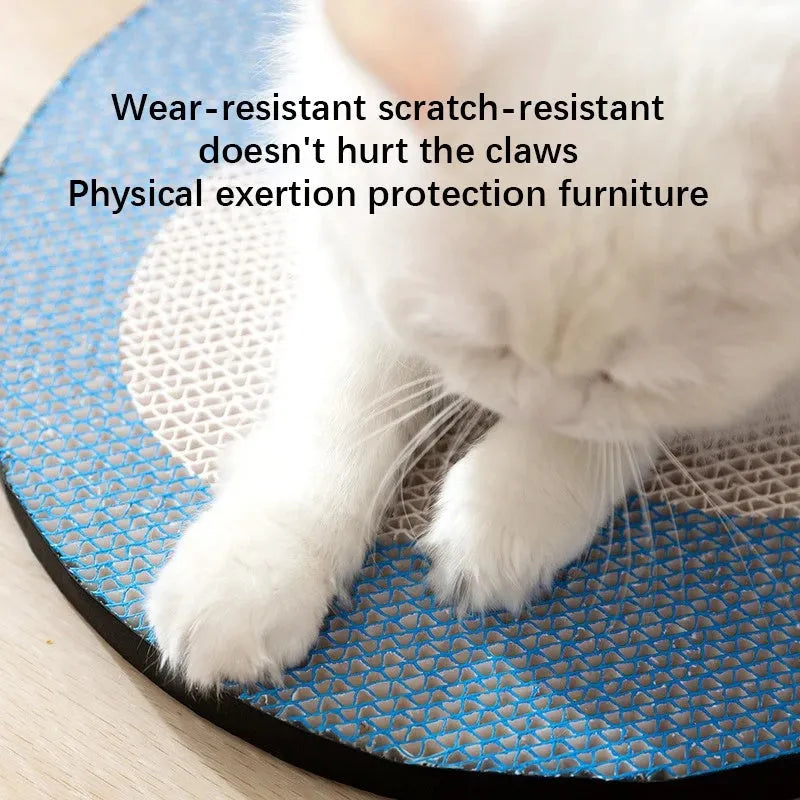 Blue Clouds cartoon cat scratching board made of natural sisal with sticky wall backing for furniture protection