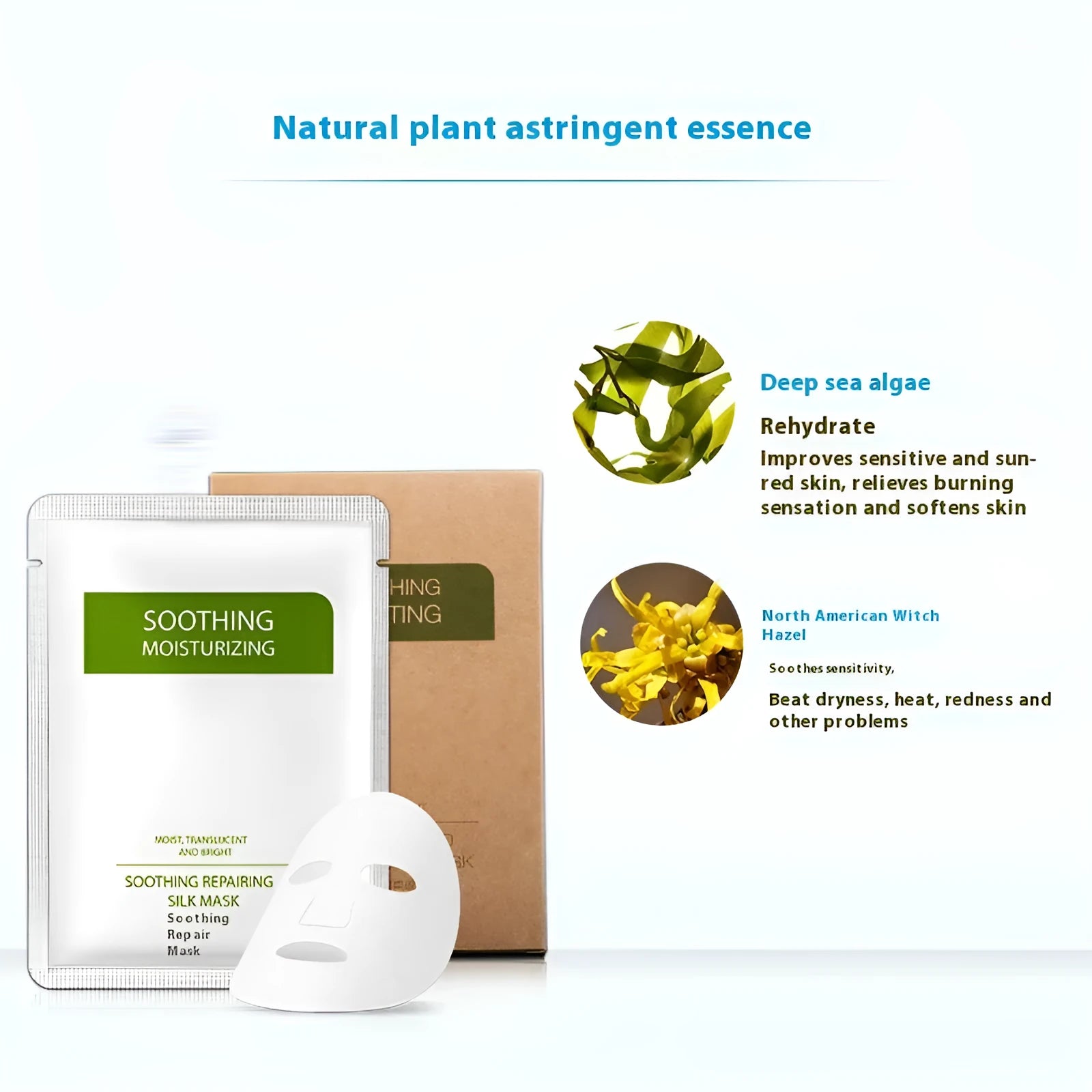 White soothing silk moisturizing facial mask 25g for sensitive skin sheet mask