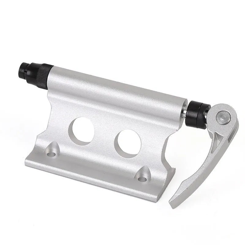 Silver metal bicycle front fork quick release fixing clip with adjustment mechanism