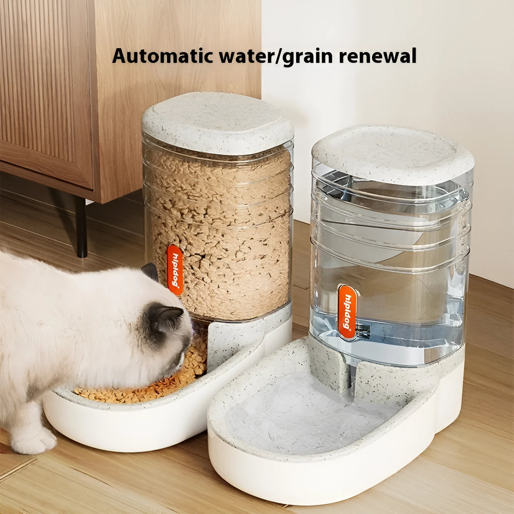 Blue automatic pet water fountain with 3.8-litre capacity for dogs and cats on a kitchen floor.