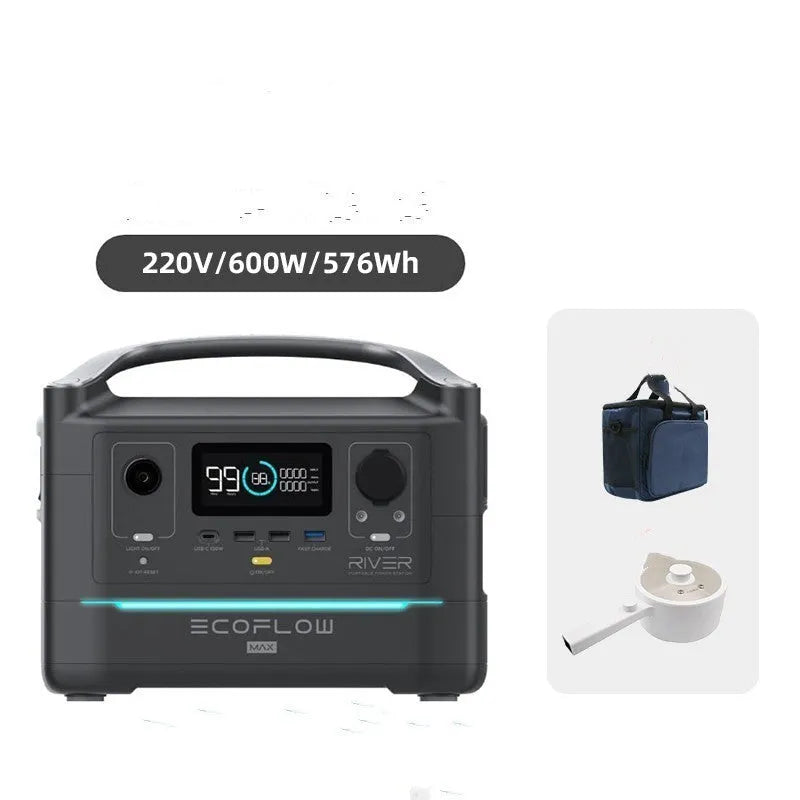 Rui Pro 720Wh portable power station with multiple output ports including AC sockets and USB.
