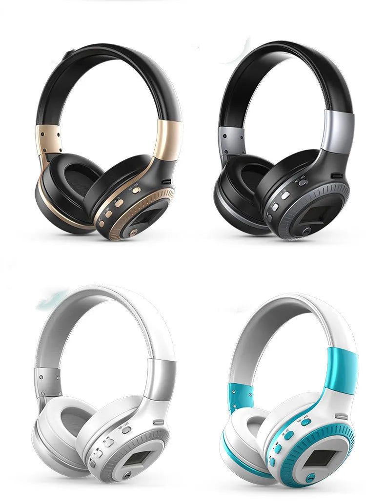 ZL B19 wireless Bluetooth headset in blue with over-ear design and padded headband
