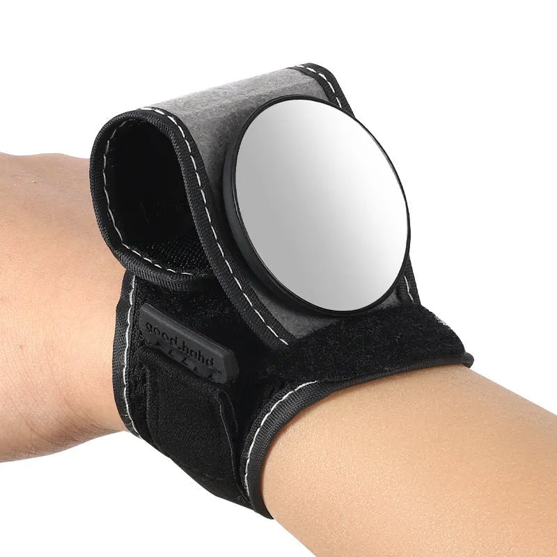 Black nylon bicycle wrist rear-view mirror for cycling safety without handlebar mounting