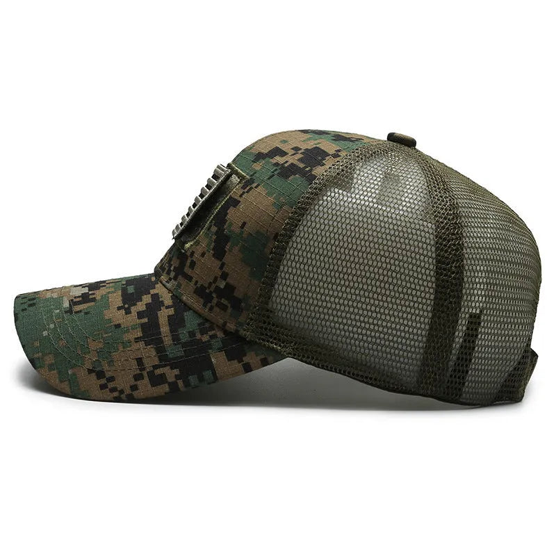 Tactical baseball hat with adjustable Velcro strap and camouflage pattern options